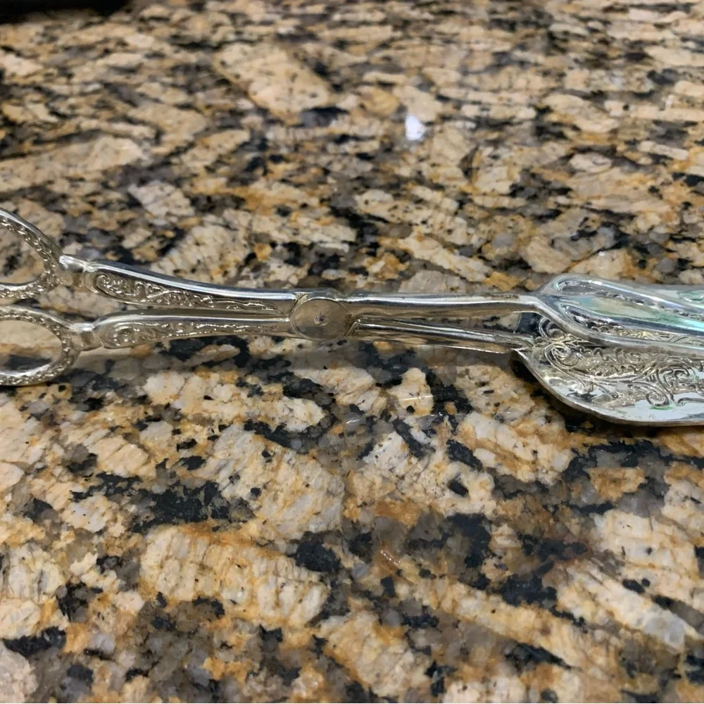 Decorators Choice Silver Pastry Tongs 8” By Filagree desing Used